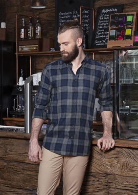 Men's Checked Shirt Urban-Style navy S - 3XL