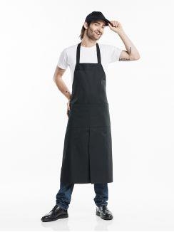 Bib Apron 4-Pockets Black W75 - L100 cm