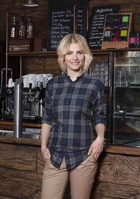 Ladies' Checked Blouse Urban-Style navy XS - 2XL