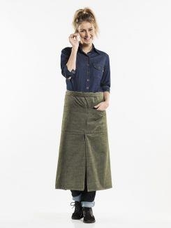 Apron 4-Pockets Green Denim W90 - L80 cm