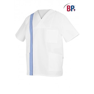 BP® Tunique à enfiler unisexe blanc/bleu clair