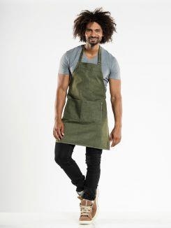 Bib Apron Base Green Denim W70 - L75 cm